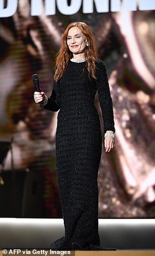 The star: French actress Isabelle Huppert gave a speech before being awarded the Cesar Honor at the 47th Cesar Film Awards.