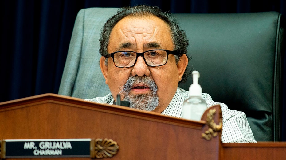 House Natural Resources Committee Chairman Raul Grijalva, R-Arizona, delivers a closing statement during the House Natural Resources Committee hearing on Capitol Hill in Washington, D.C., on June 29, 2020 (Photo by Bonnie Cash/Paul/AFP via Getty Images) )