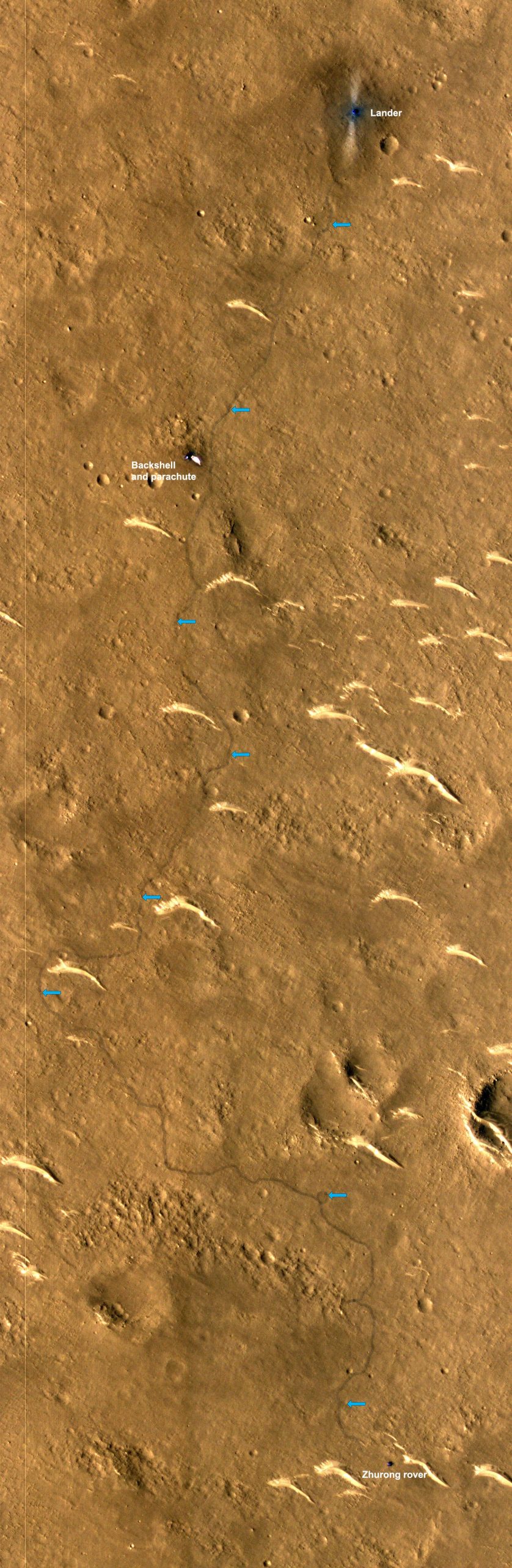 HiRISE Zhurong Rover Tracks