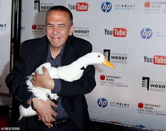 Duck job: Gottfried is best known for his voice to the duck mascot Aflac Insurance.  Pictured in 2010