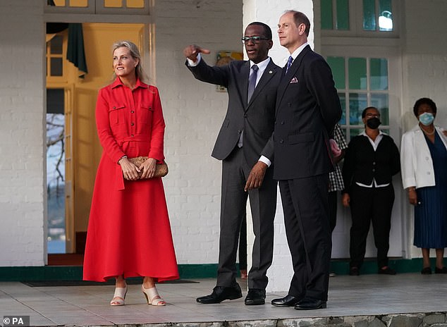 Prince Edward and Sophie, Countess of Wessex, will meet Philippe Pierre, Prime Minister of Saint Lucia, at his residence on the Caribbean island at the start of their tour last month on April 22.