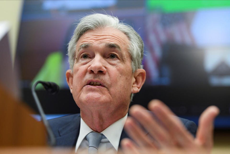 US Federal Reserve Chairman Jerome Powell testifies before a House Financial Services Committee hearing in Washington, US, June 23, 2022. REUTERS/Mary F. Calvert