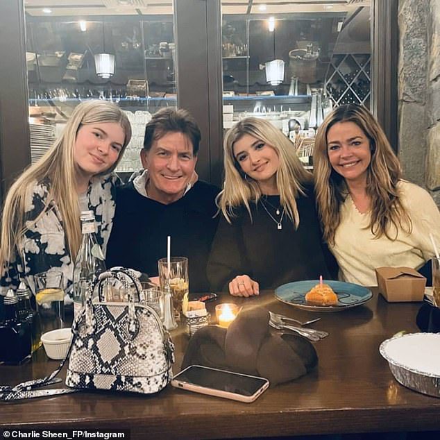Family: Lola Sheen, Charlie Sheen, Sammy Sheen and Denise Richards were seen in a group photo last year