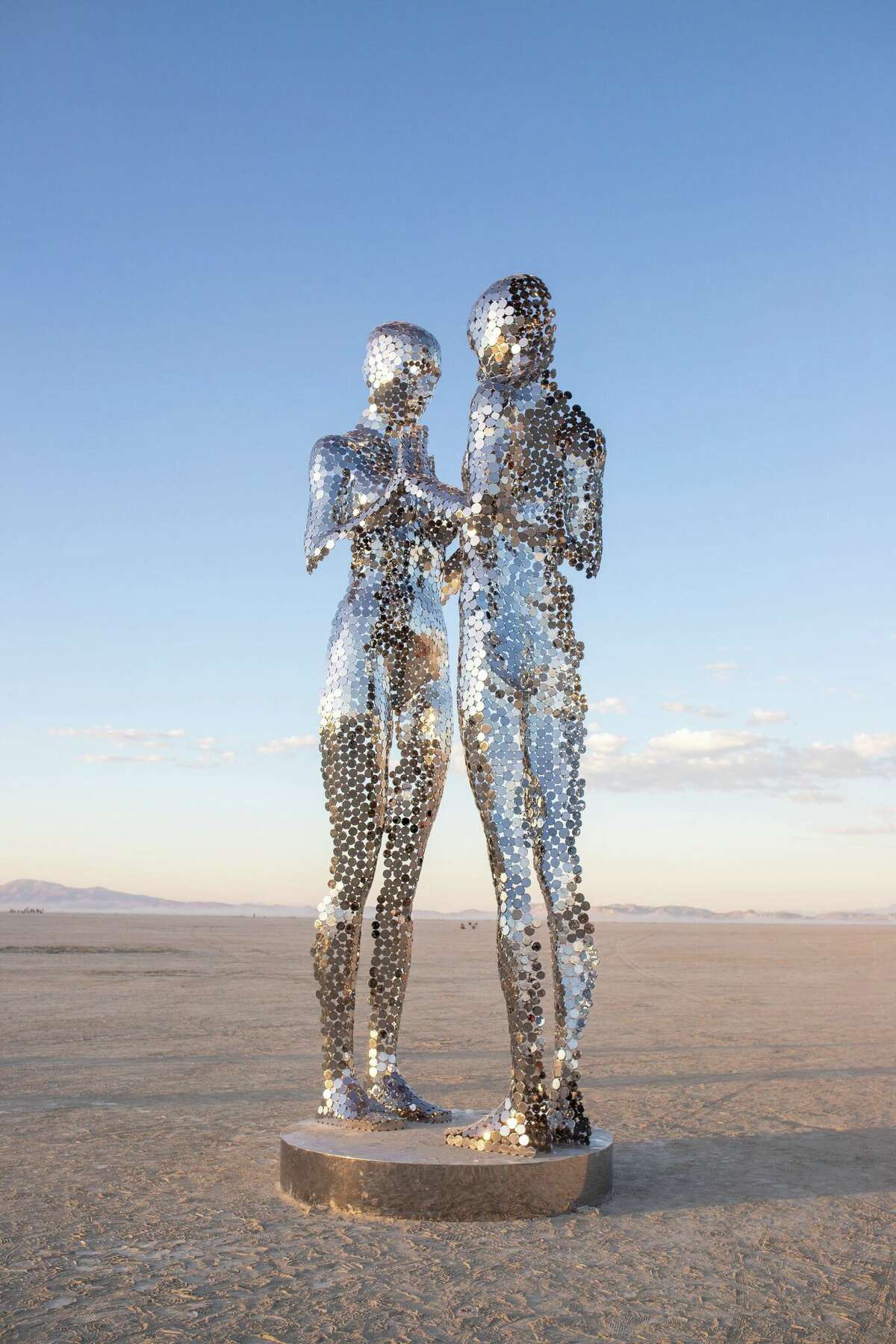 Sculpture of Michael Benesti at Burning Man 2022 in the Black Rock Desert in Gerlach, Nevada.