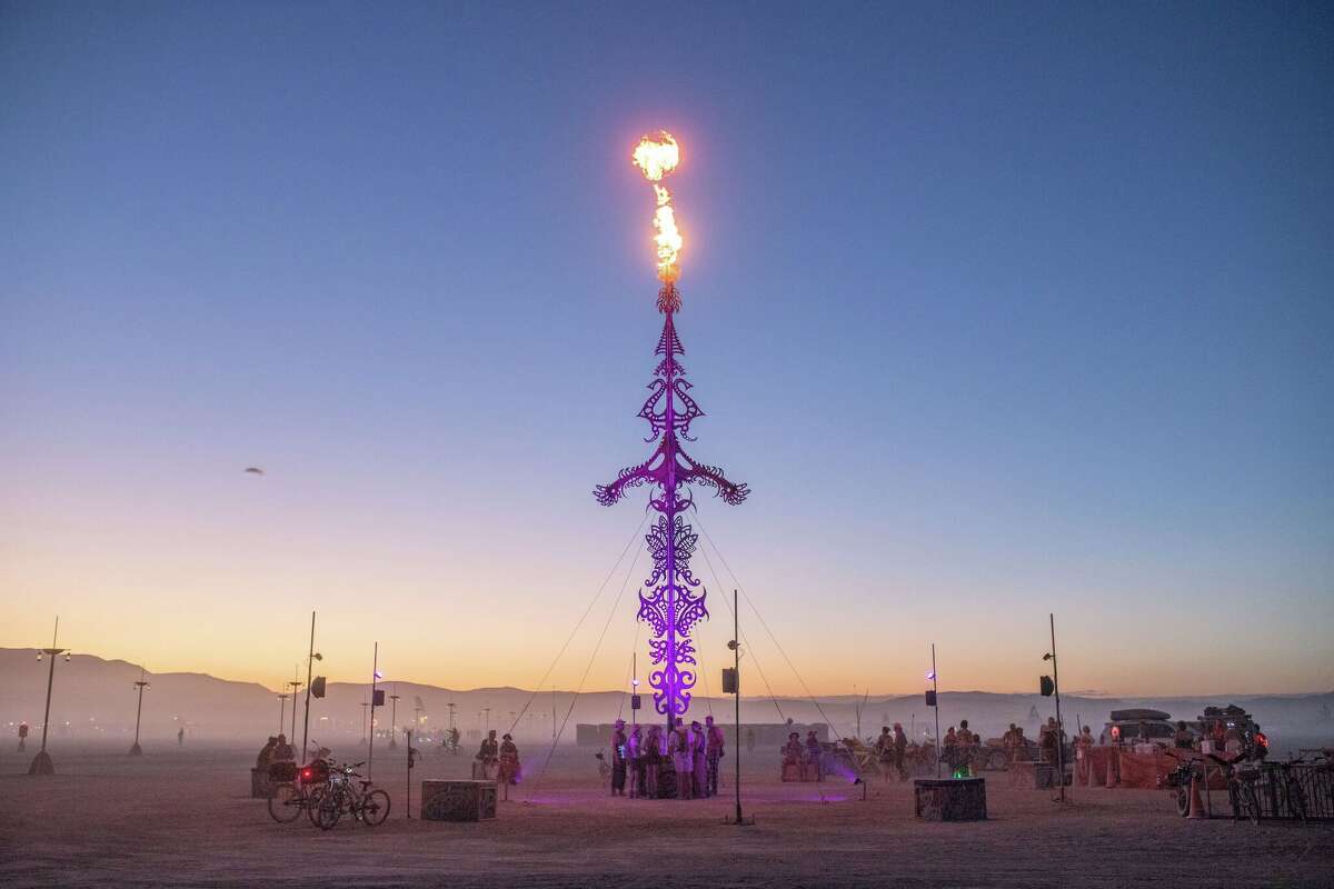"Illumina radiata" Written by Eric Zahn and the Illumina Radiata Art Syndicate from Kirkland, Washington, at Burning Man 2022 at the Black Rock Desert of Gerlach, Nev.