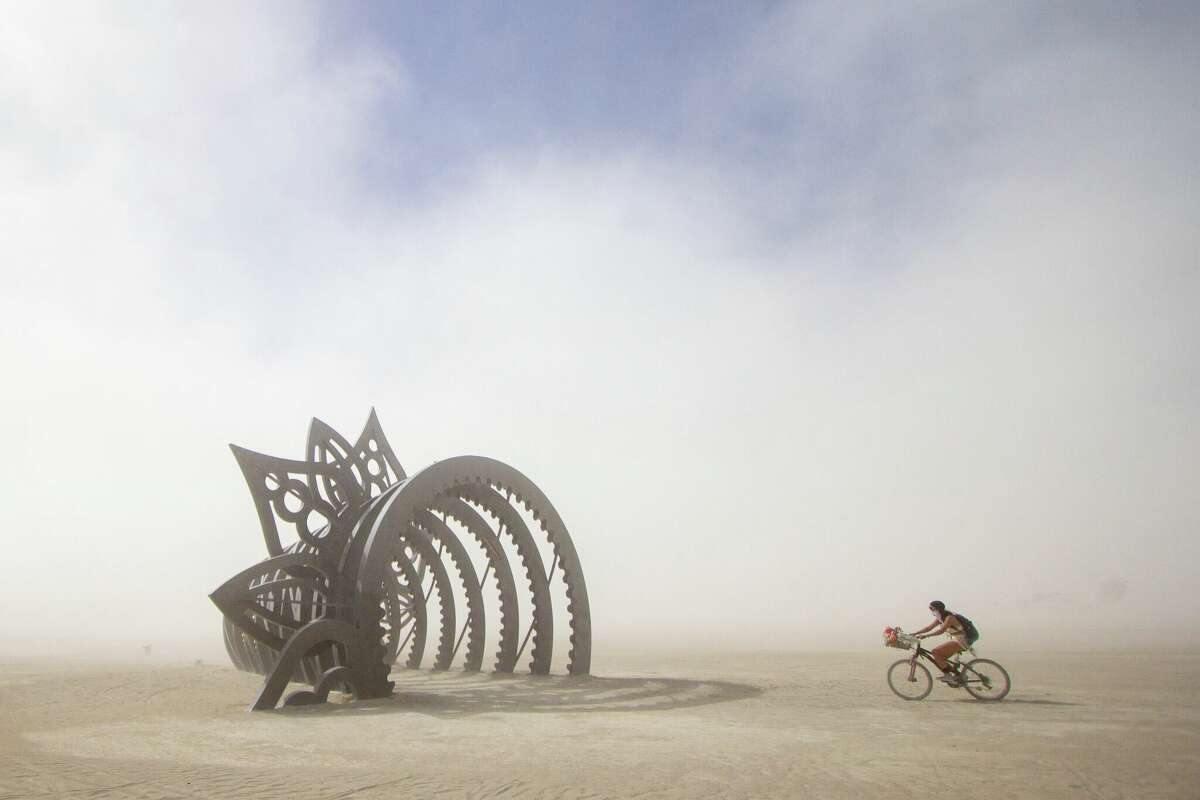 "petals gate" Written by David Oliver of Snowflake, Arizona, at Burning Man 2022 in the Black Rock Desert in Gerlach, Nev.