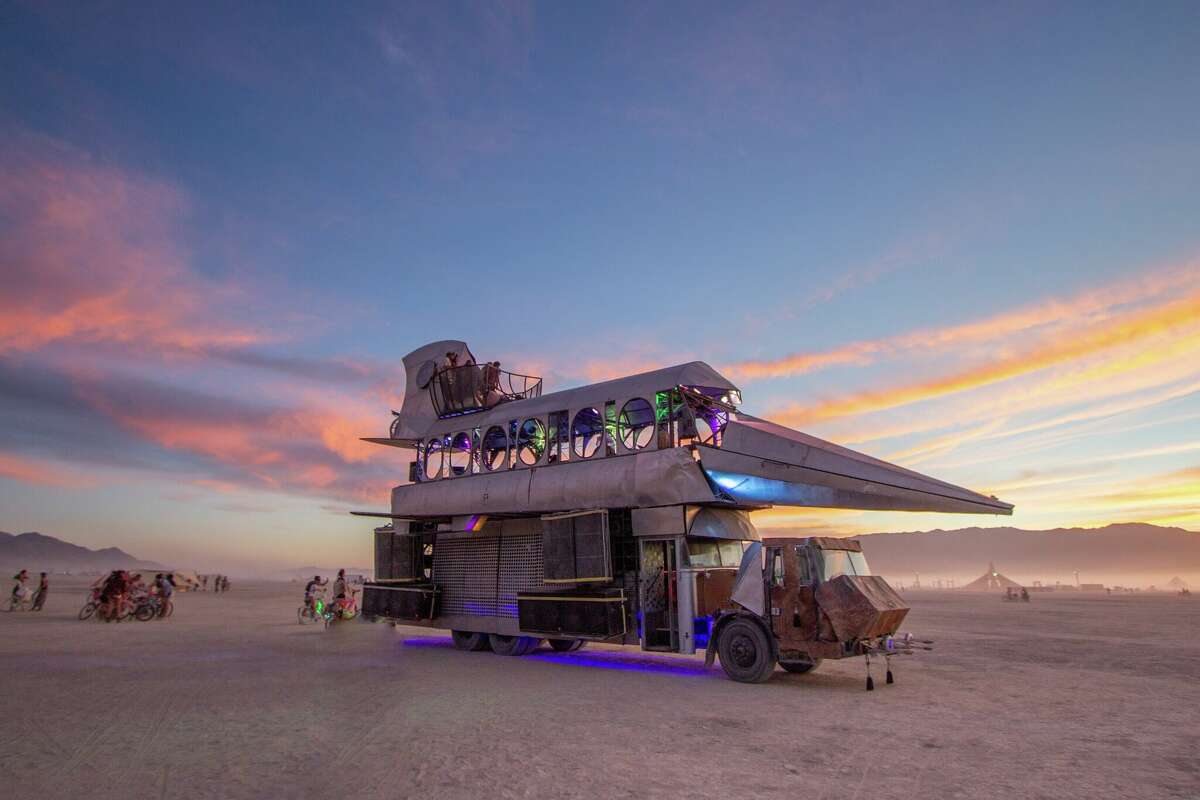 An art car at the Burning Man 2022 exhibition in the Black Rock Desert in Gerlach, Nev.
