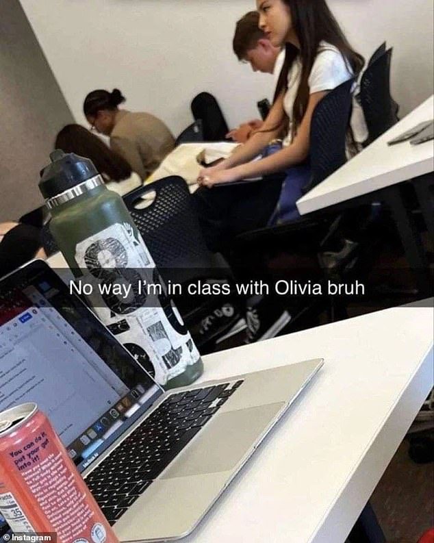 Classroom: The 19-year-old pop star was seen taking a class at the University of Southern California's Thornton School of Music on Wednesday, with a fan sharing a photo of her in class, captioning, 'I can't be in class with Olivia Brough'