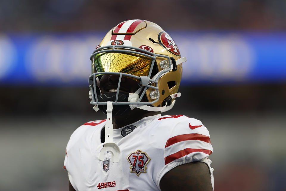 Deebo Samuel #19 of the San Francisco 49ers was a fantasy star in 2021