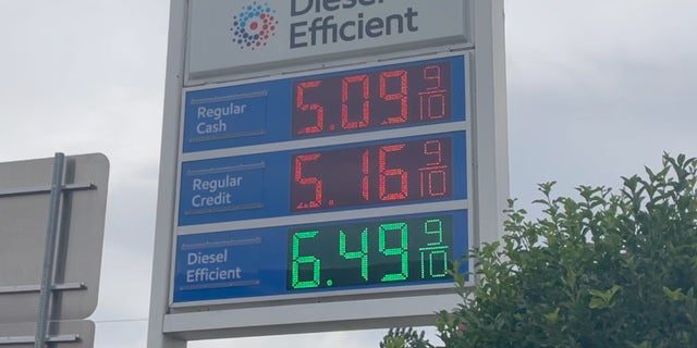 New Jersey gas station prices. (Megan Myers / Fox News Digital)
