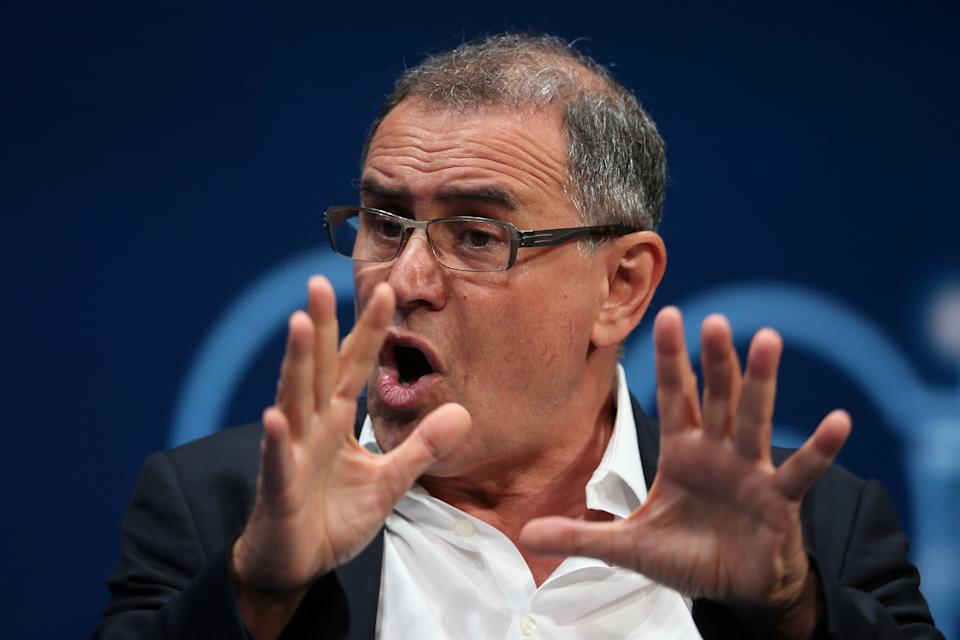 Nouriel Roubini, President of Roubini Macro Associates LLC and Professor of Economics at the Stern School of Business, New York University, speaks during the Milken Institute Global Conference in Beverly Hills, California, US, May 3, 2017. REUTERS/Lucy Nicholson