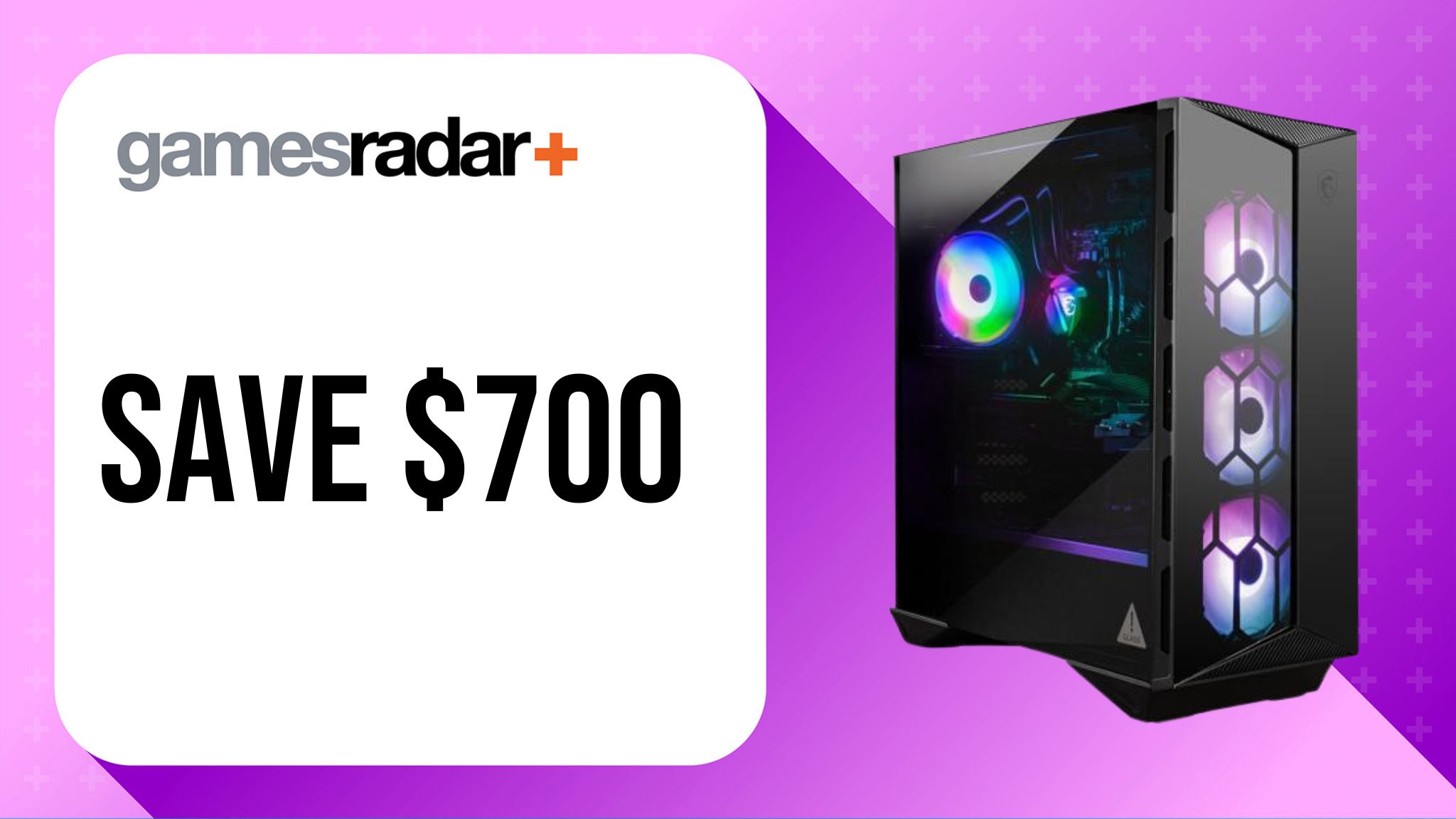 MSI Aegis R deal image saves $700 with a purple background