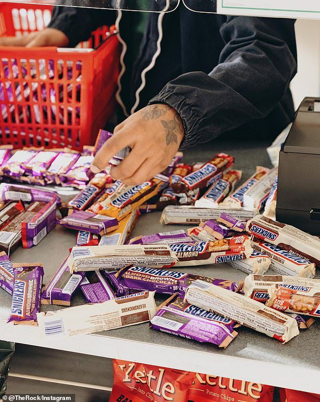 The Black Adam actor put dozens of Snickers bars on the counter