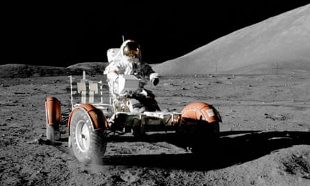 A NASA astronaut on a spacecraft on the surface of the moon
